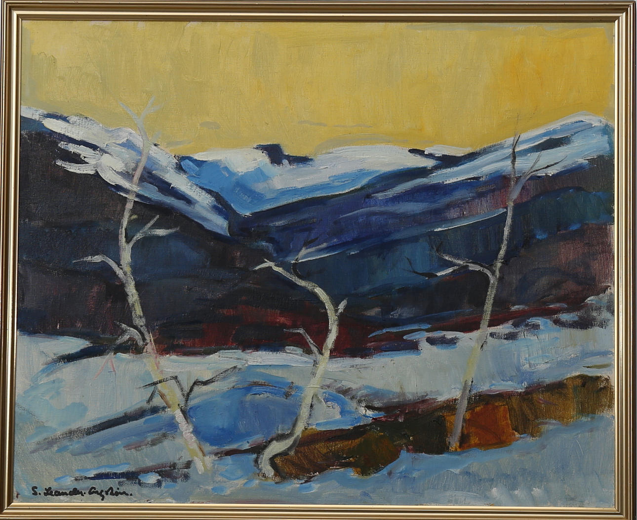 STYRBJÖRN LEANDER- ENGSTRÖM. Lappland, olja på duk, signerad S Leander-Engström.