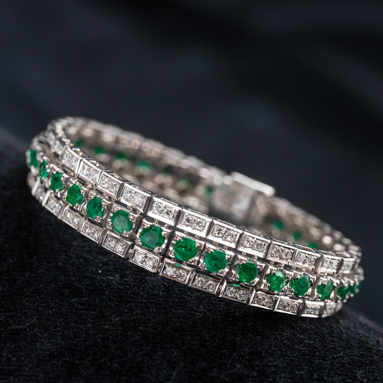 Emerald and diamond bracelet.