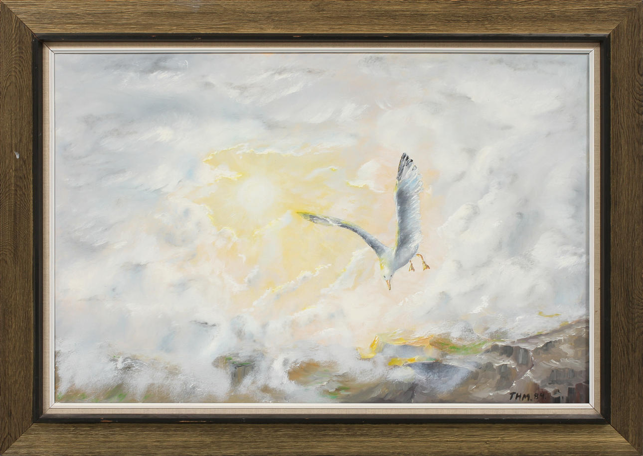 THOMAS MÖLLER. "Tågen letter". Olja på duk, signerad och daterad Andöy 84.