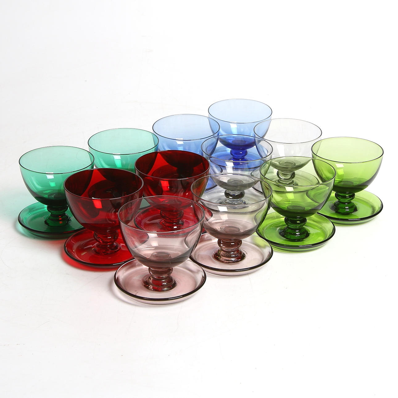 DESSERTSKÅLAR / COUPESKÅLAR, 12 st, Monica Bratt, Reijmyre. 1900-tal.