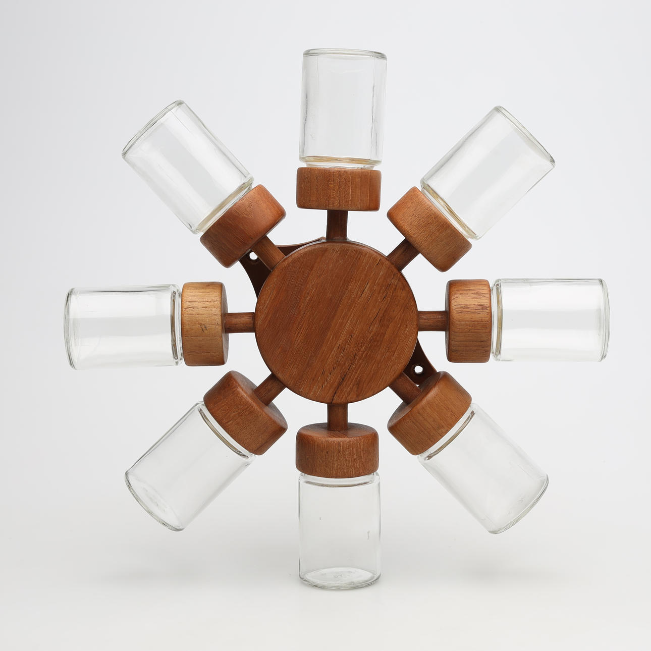 KRUKKER, 8 stk., træ og glas, Digsmed, Danmark.