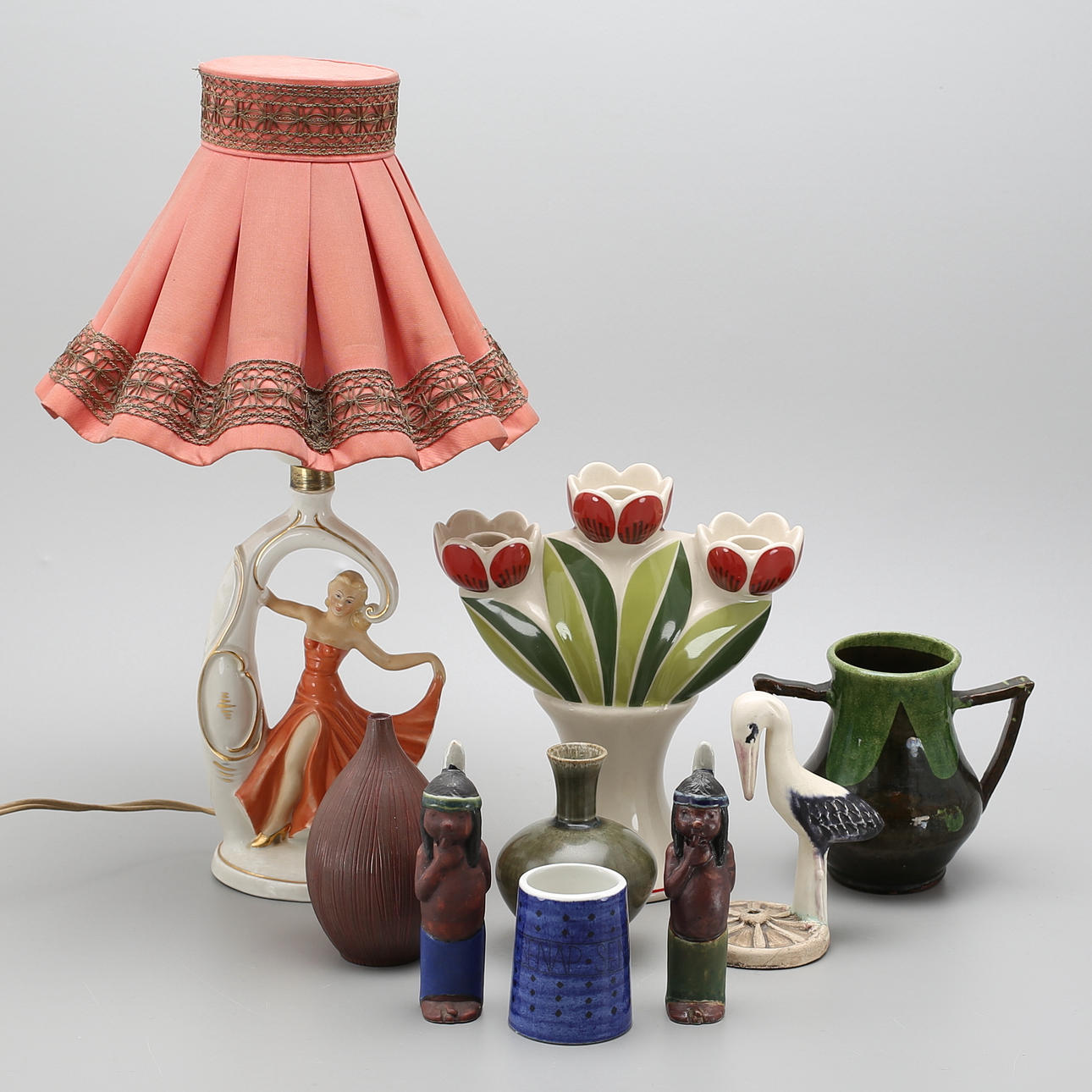 PORSLIN, keramik, 9 delar bl.a Höganäs.