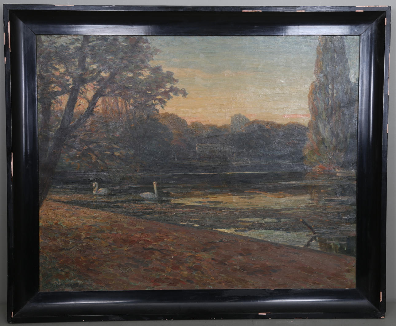 WILHELM HOLMGREN. Parklandskap, olja på duk, signerad.