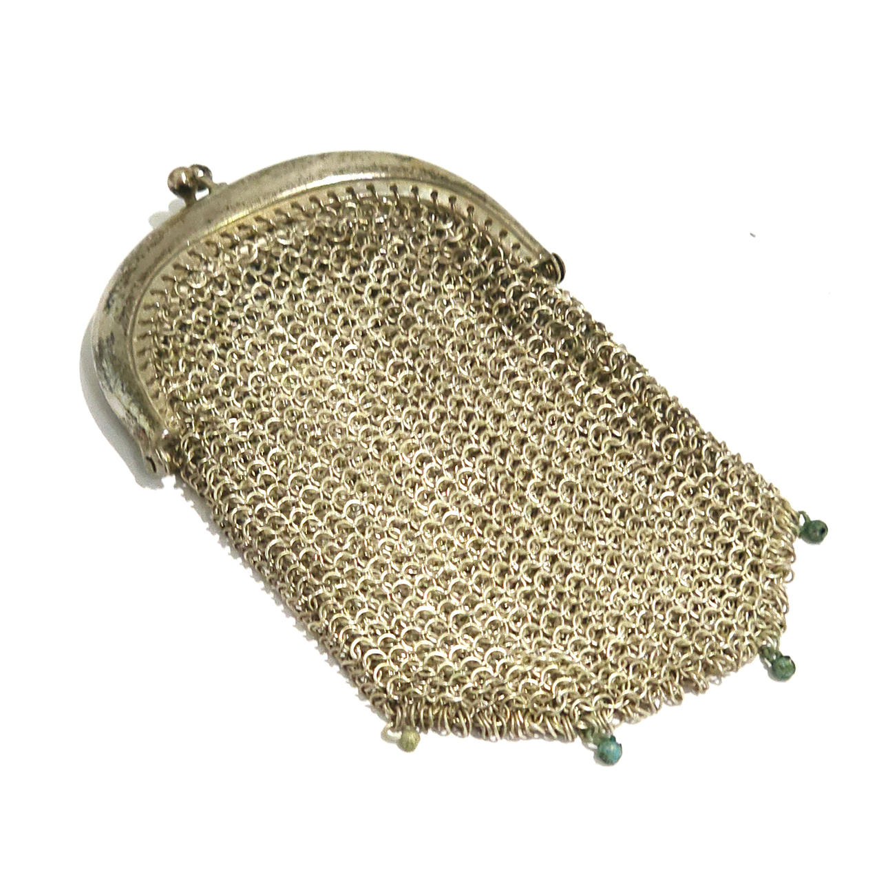 SILVER HANDVÄSKA MED RUTNÄT. OMKRING 1900.