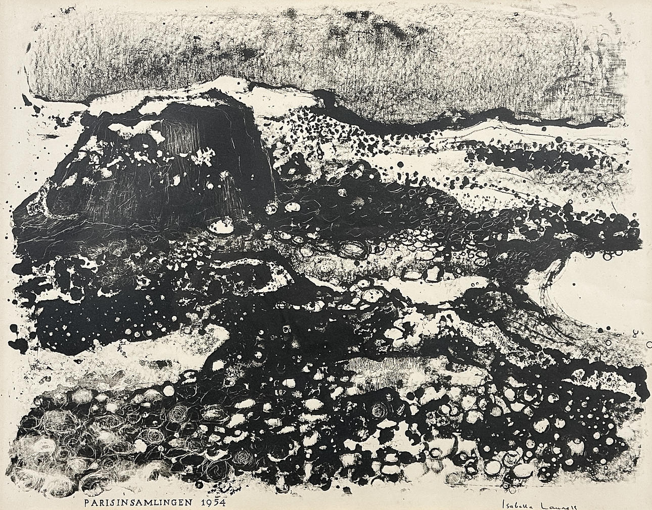 ISABELLA LAURELL. LITHOGRAPH, “Parisinsamling 1954", signed.