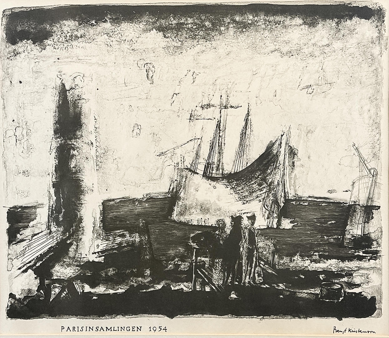 BENGT KRISTESSON. LITHOGRAPH, “Parisinsamling 1954", signed.