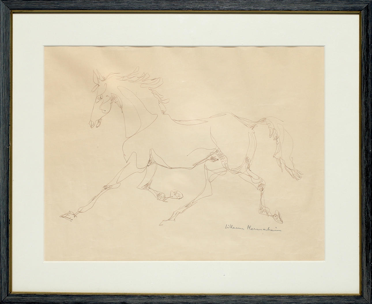 LILLEMOR MANNERHEIM. Arab, tusch, sepia, på papper, signerad.