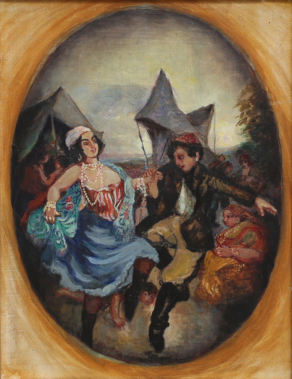 CARL ATTERLING. Dansande zigenare, olja på duk, signerad och daterad 1928.