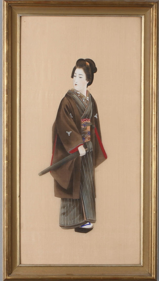 DEKORATIV TAVLA, Geisha, blandteknik, Japan.
