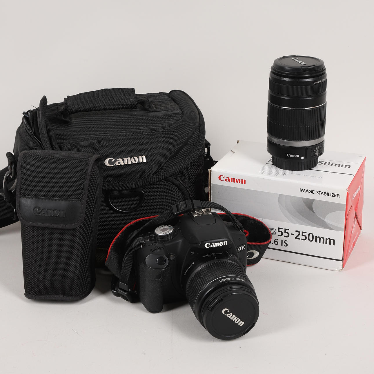 CANON EOS 500D, digital system camera, with accessories.