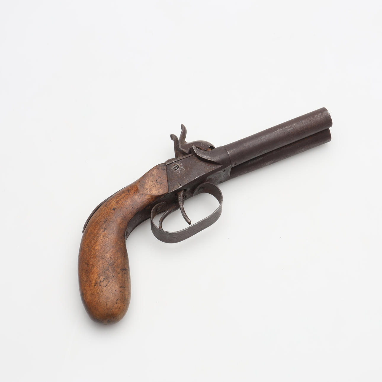 MUZZLE-LOADING PISTOL, double-barreled.