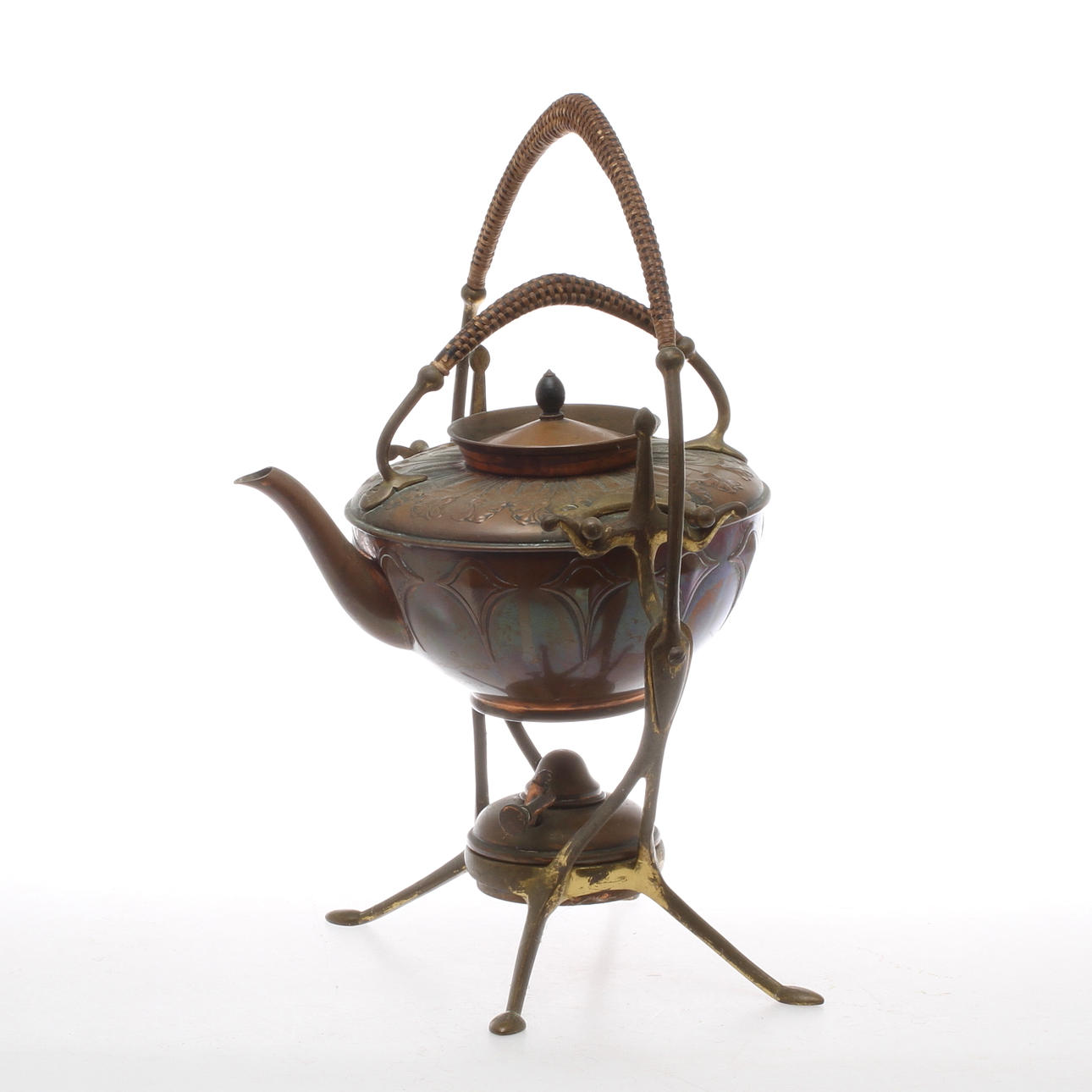 TEKANNA MED RESCHAUD, koppar, jugend, WMF Wurttembergische Metallwarenfabrik. 1800/1900-tal.