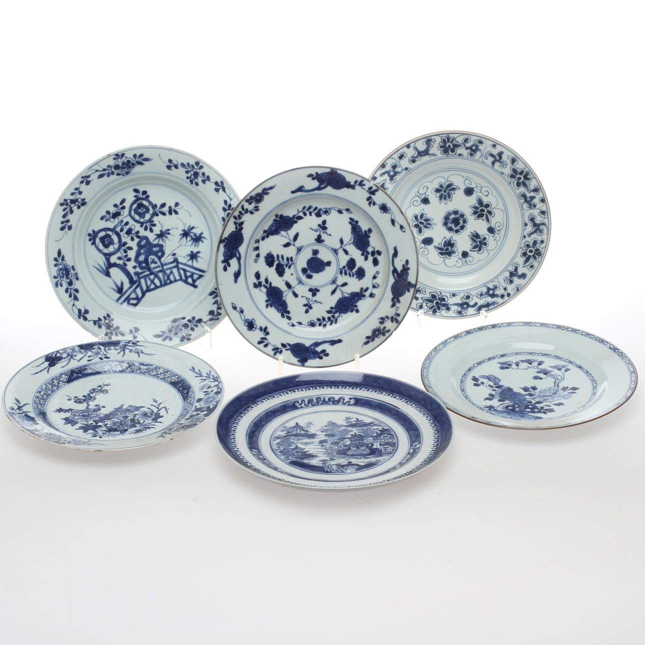 TALLRIKAR, 6 st, porslin, Kina, mestadels 1800-tal.