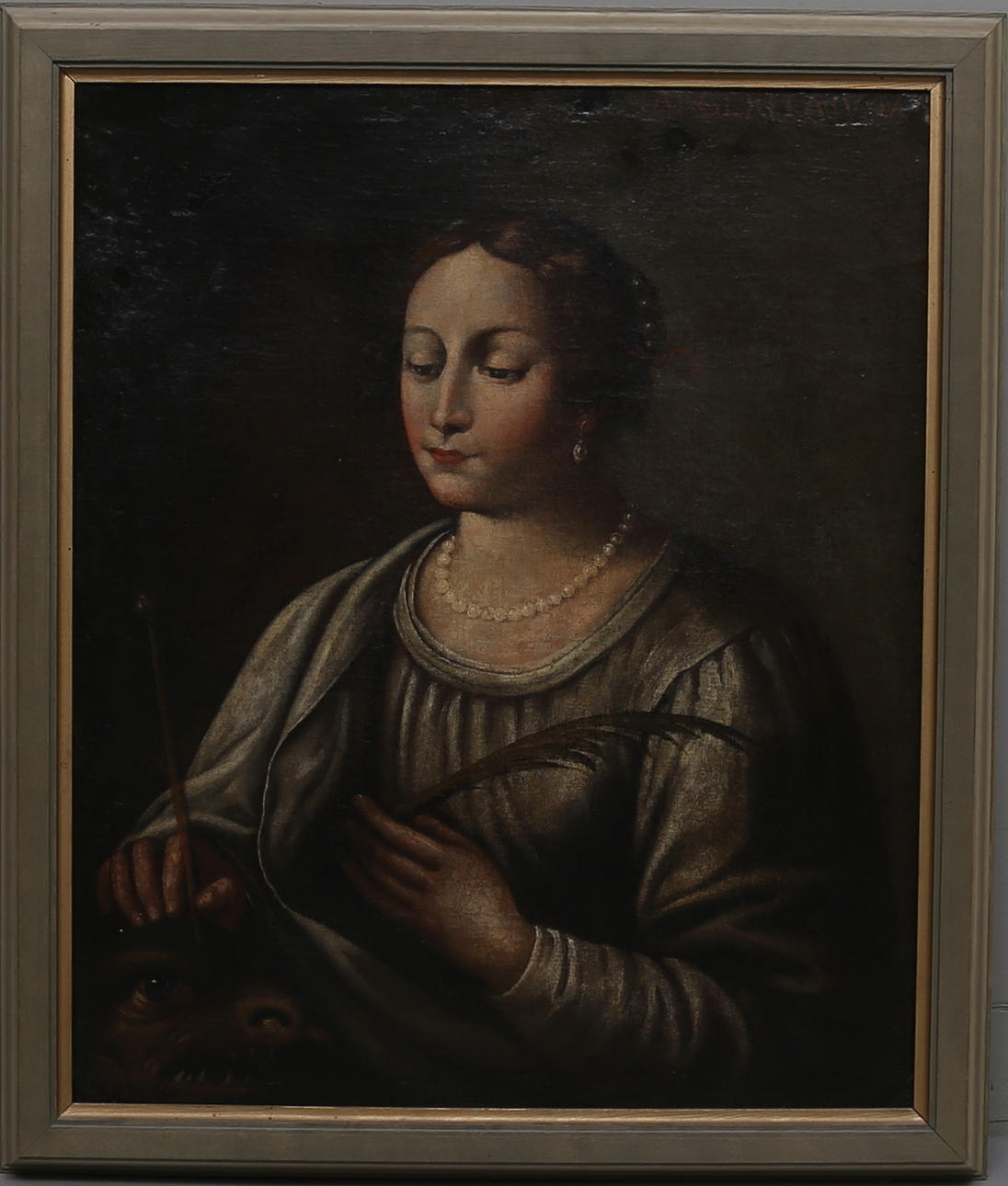 OIDENTIFIERAD KONSTNÄR. Olja på duk, Jungfru Margareta och draken, 1600/1700-tal.