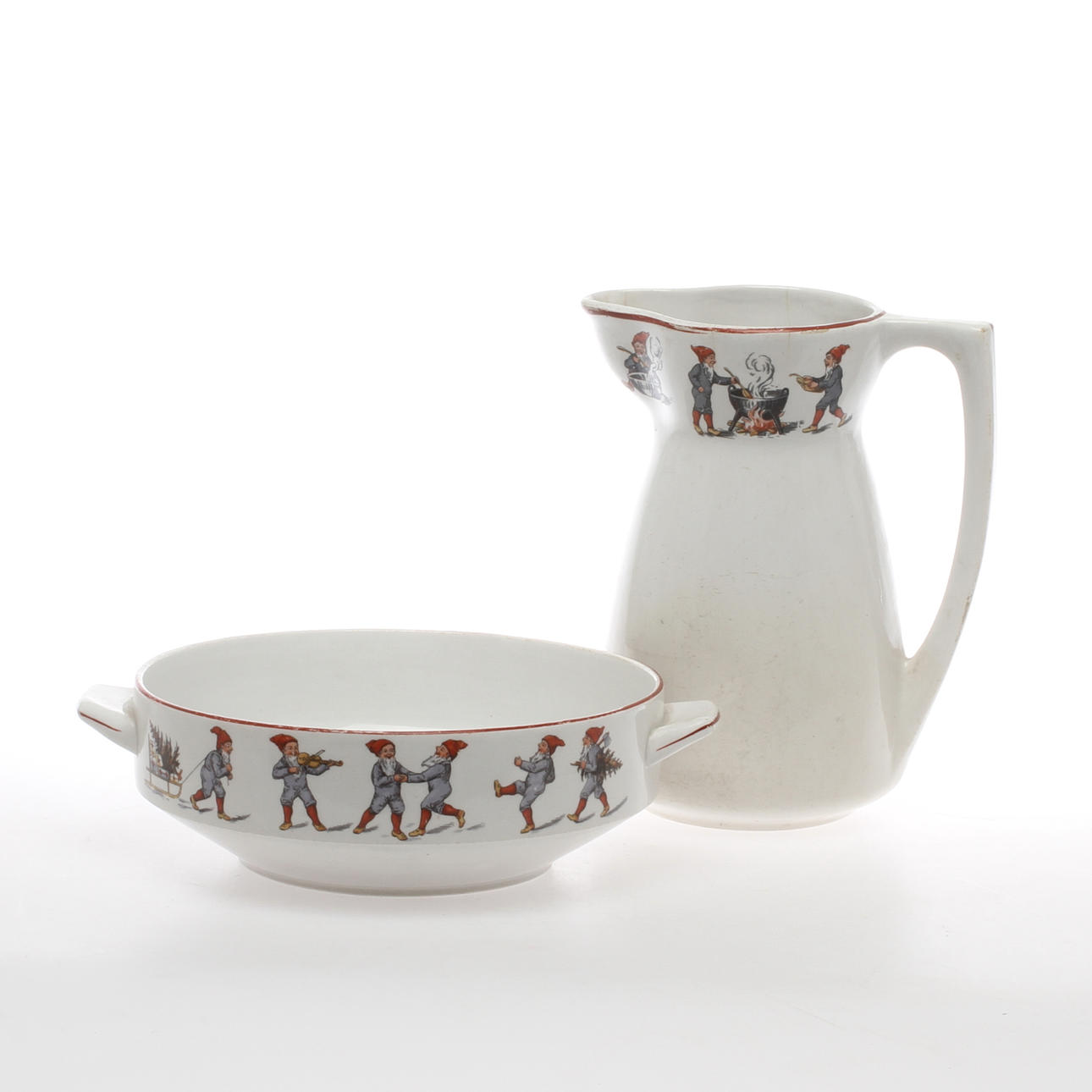 KANNA samt SKÅL, porslin, Gefle.