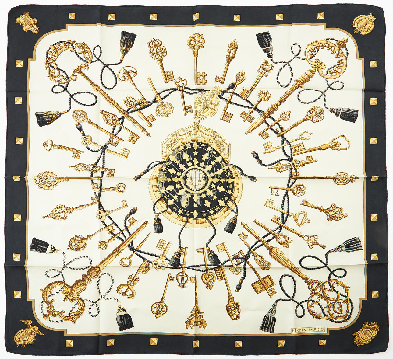 HERMÈS, pañuelo «Les Cles».