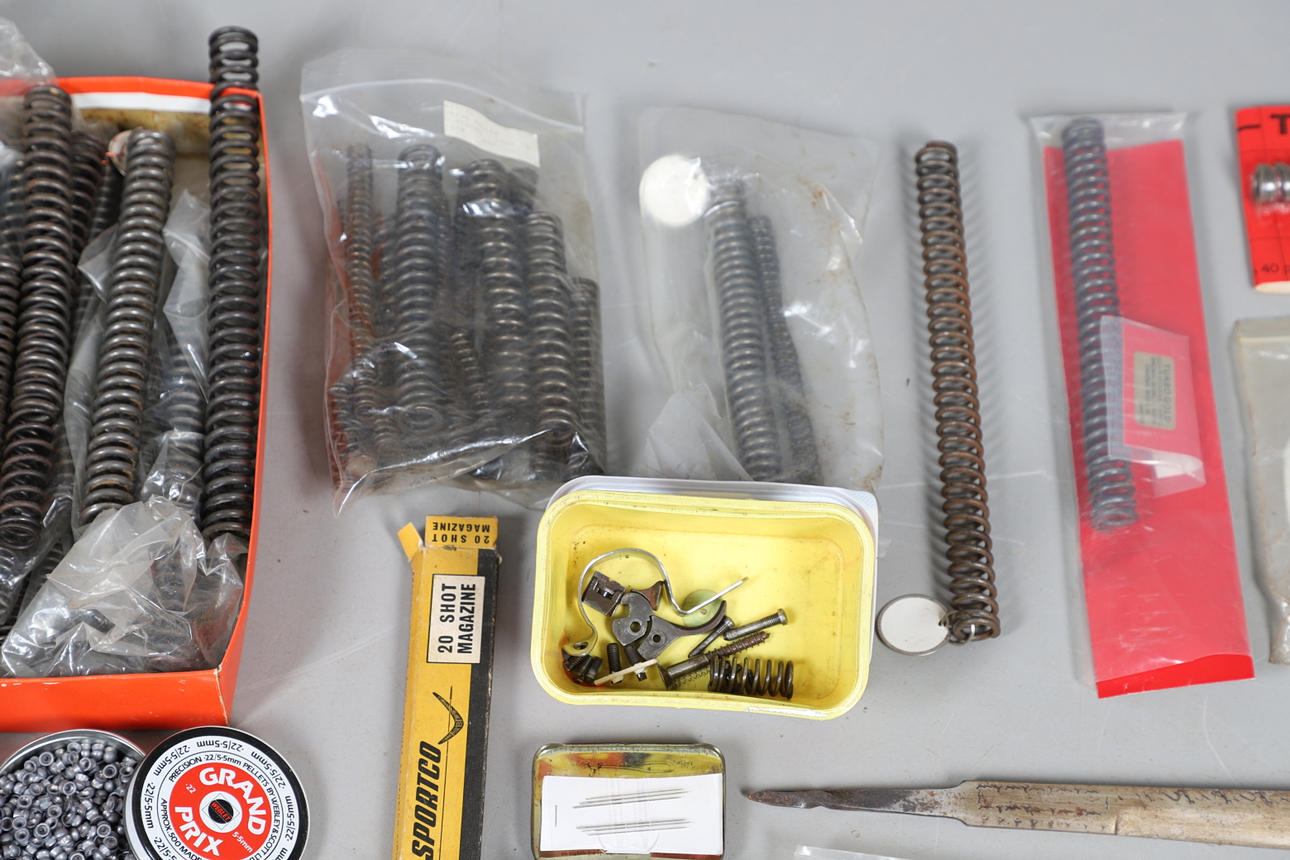 A LARGE COLLECTION OF SPRINGS AND SPARE PARTS FOR AIR WEAPONS. Weapons ...