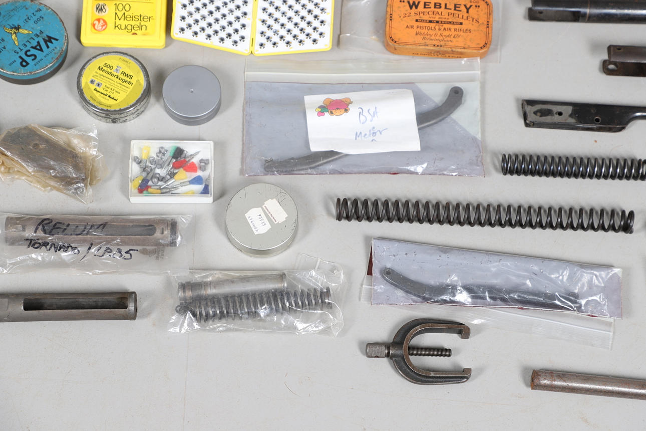 A LARGE COLLECTION OF SPRINGS AND SPARE PARTS FOR AIR WEAPONS. Weapons ...