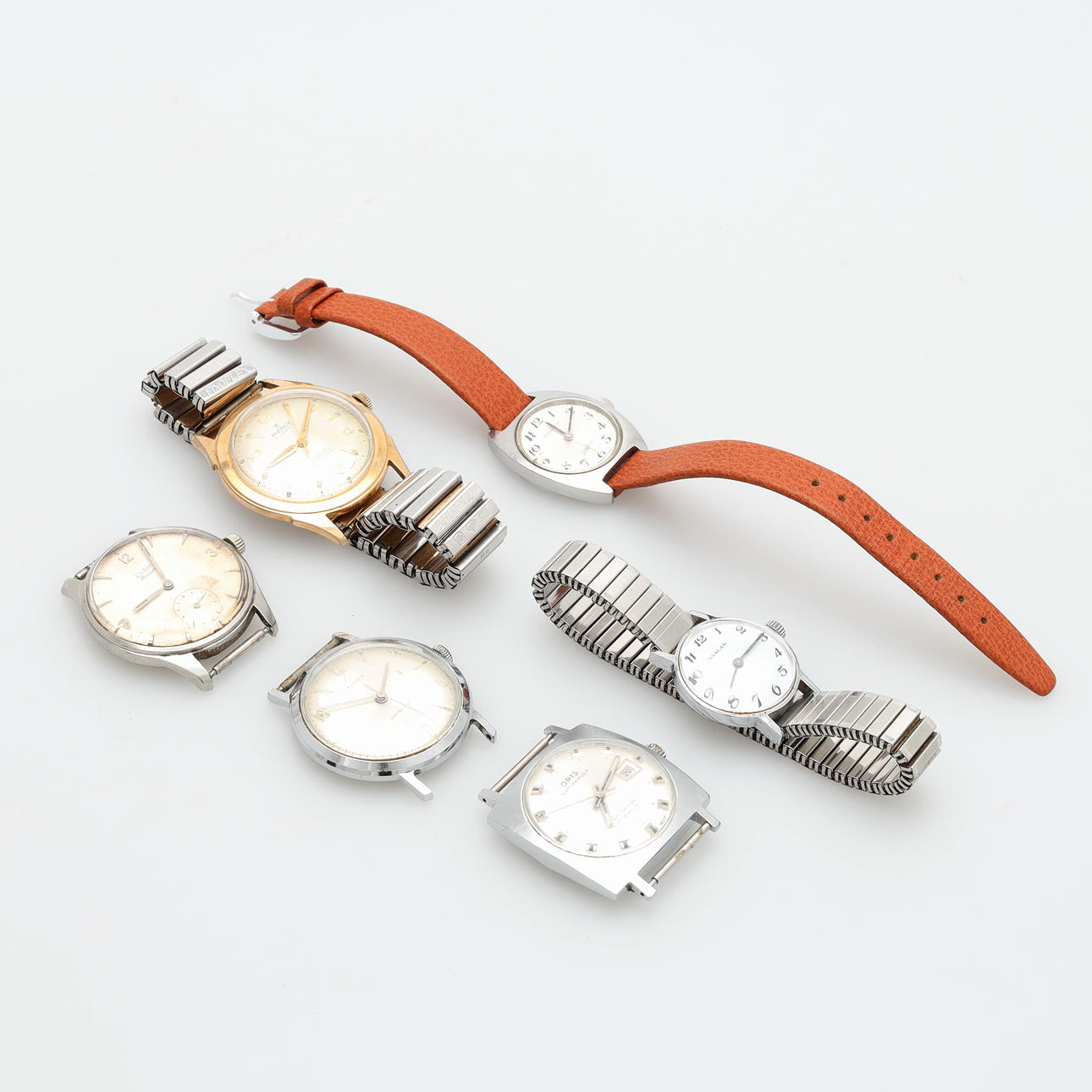 WRISTWATCHES, 6 pcs, Timex, Oris, Pierce etc.