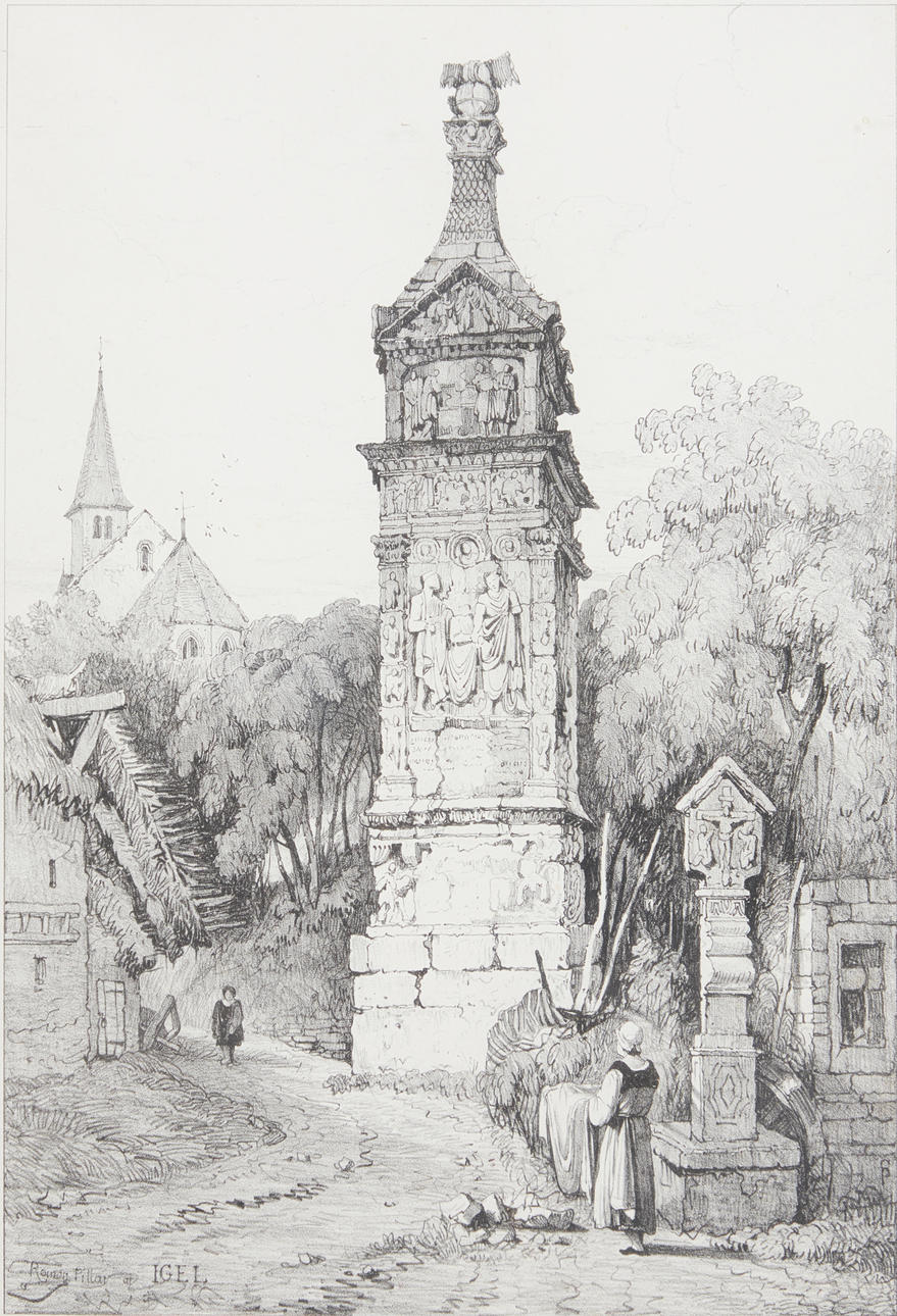 SAMUEL PROUT (1783-1852). ”Romersk pelare vid häck”.