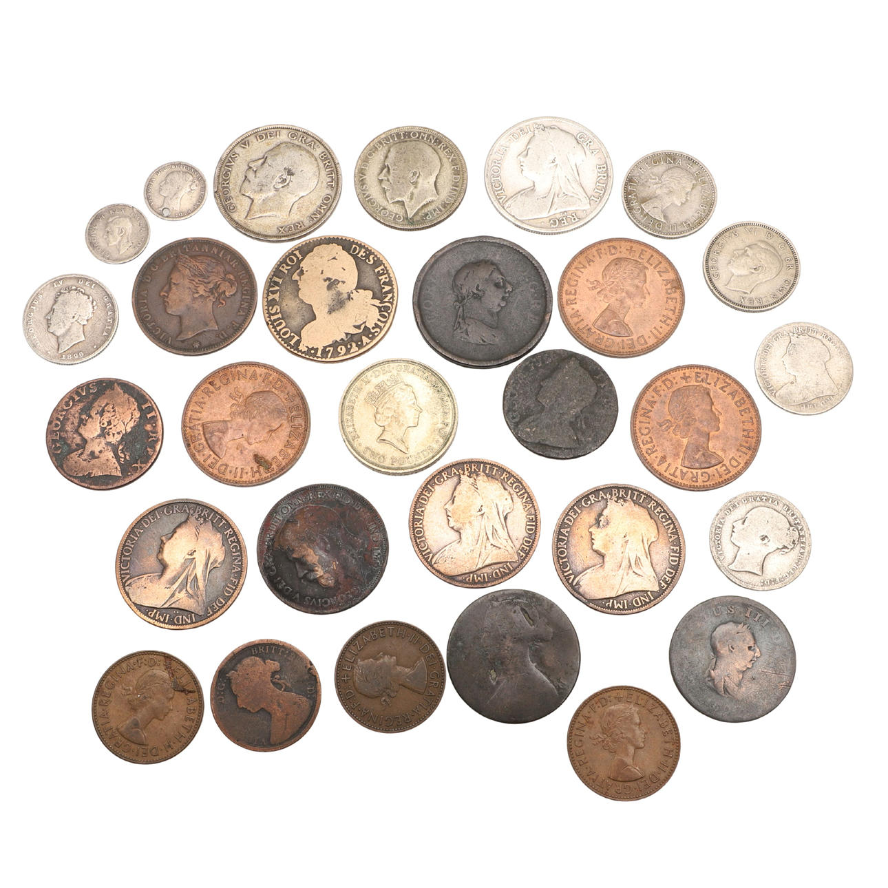 A MIXED GROUP OF MAINLY ENGLISH PRE-DECIMAL COINAGE. Coins, Medals & Stamps  - Coins & Banknotes - Auctionet