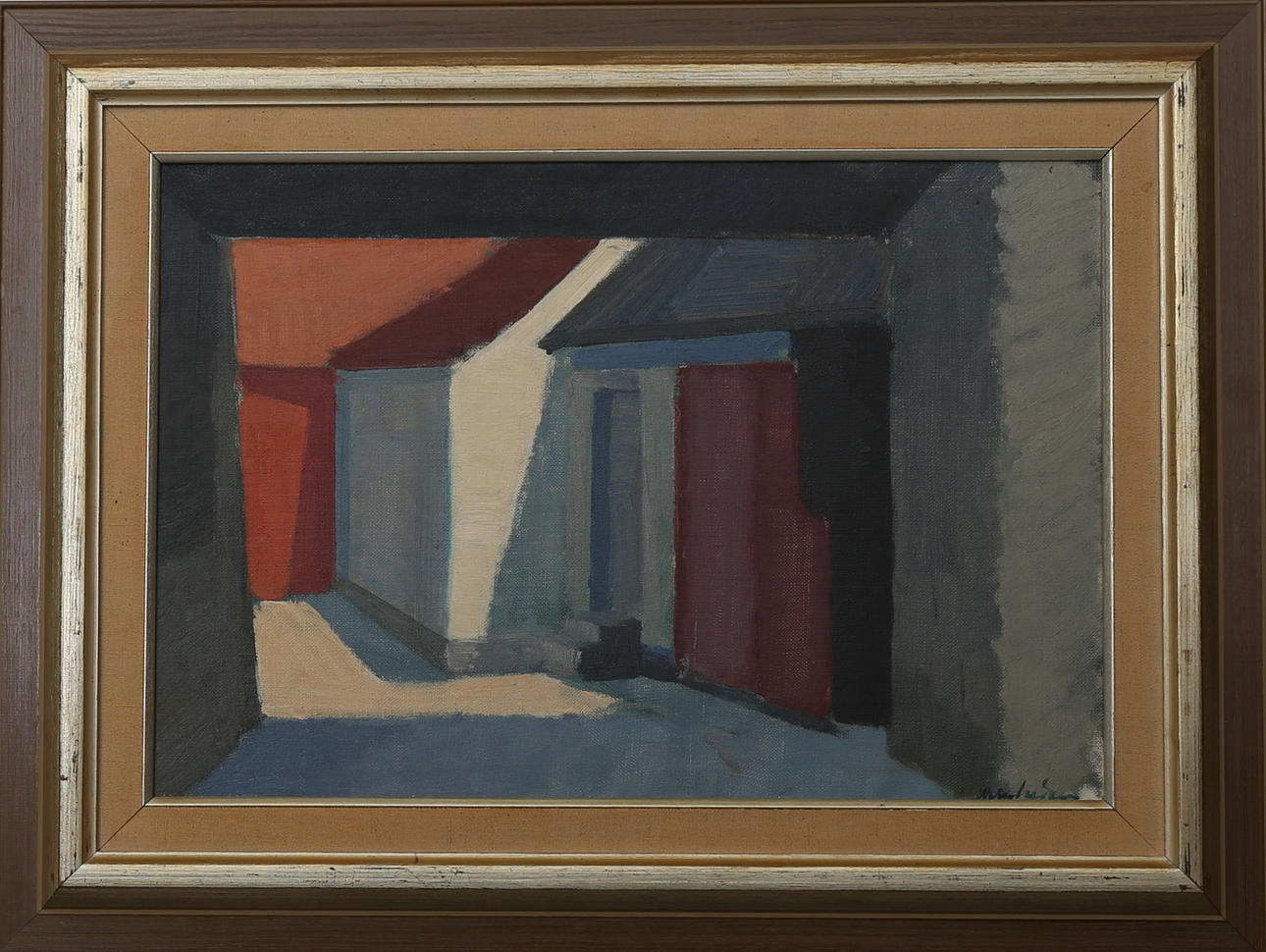 STIG WERNHEDEN. Husvägg, olja på duk, signerad Wernheden.