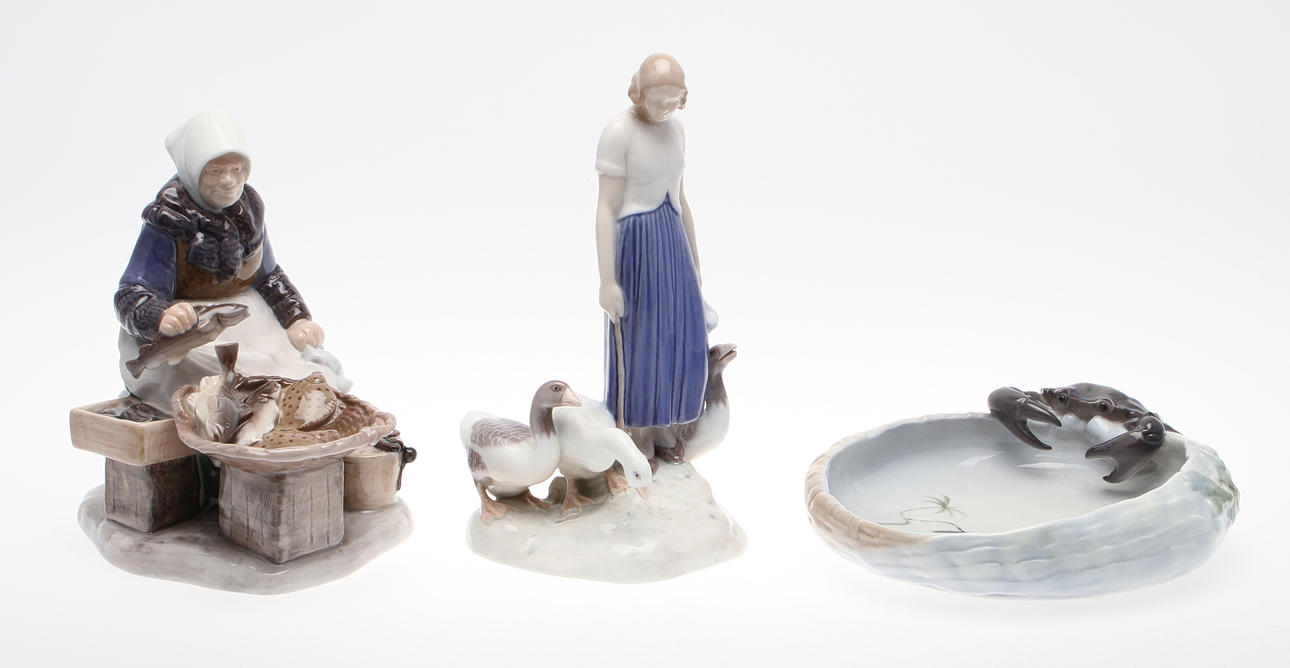 FIGURINER, 2 st samt FAT, porslin, Bing & Gröndahl.