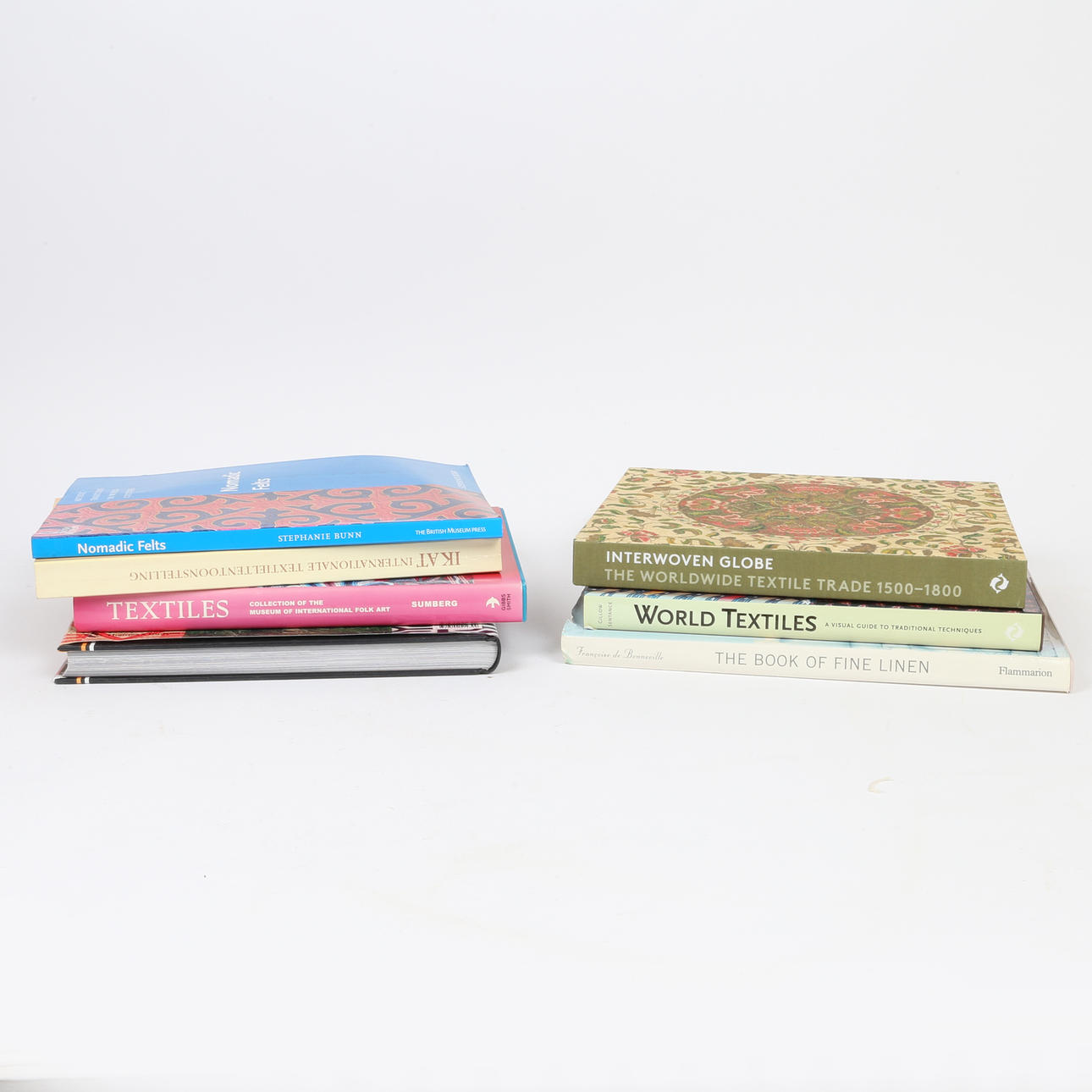 A QUANTITY OF BOOKS RELATING TO WORLD TEXTILES. (7).