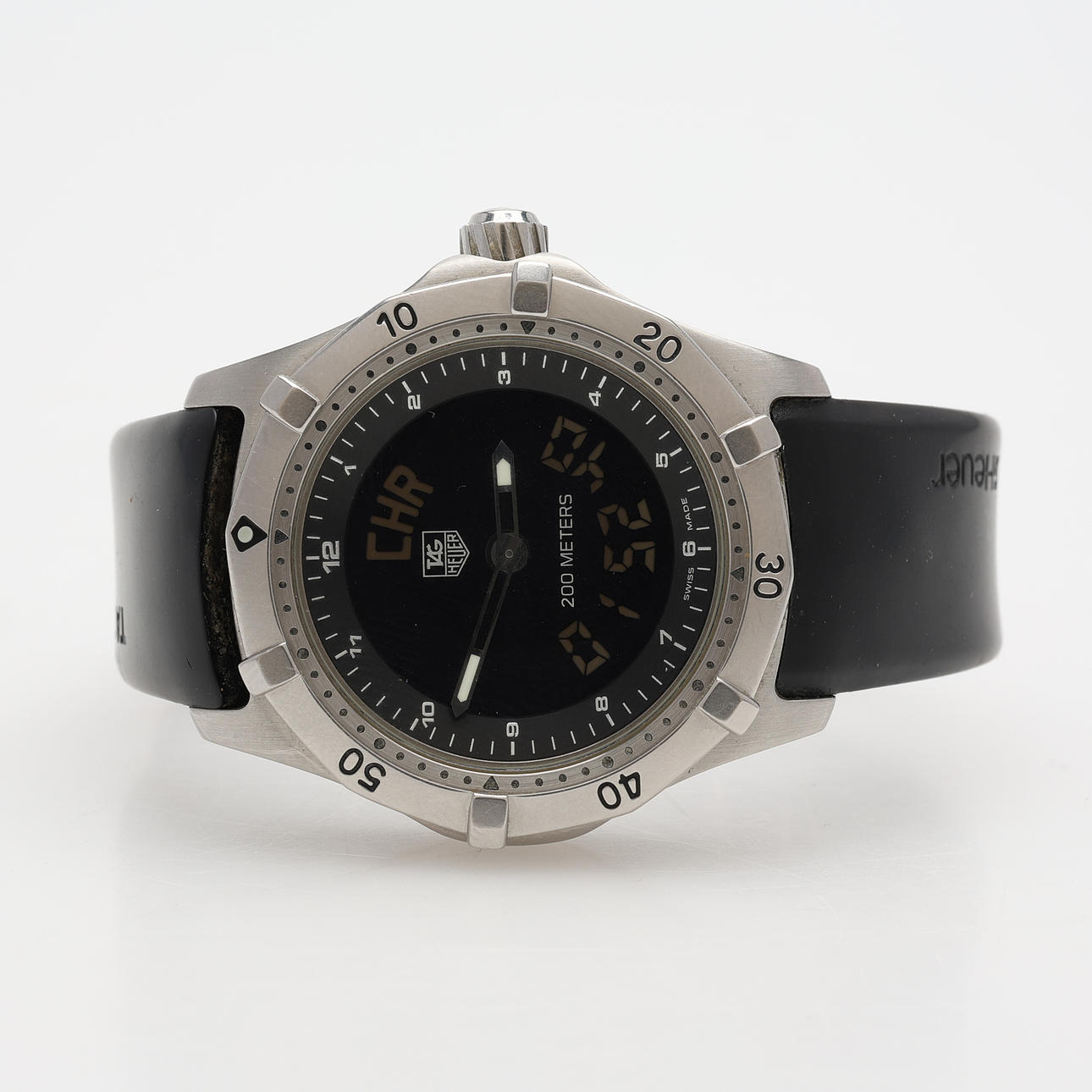 WRISTWATCH, TAG HEUER, 2000 “Multigraph”, quartz watch, with functions: date, day, calendar, alarm and chronograph. Steel case. 2000s.