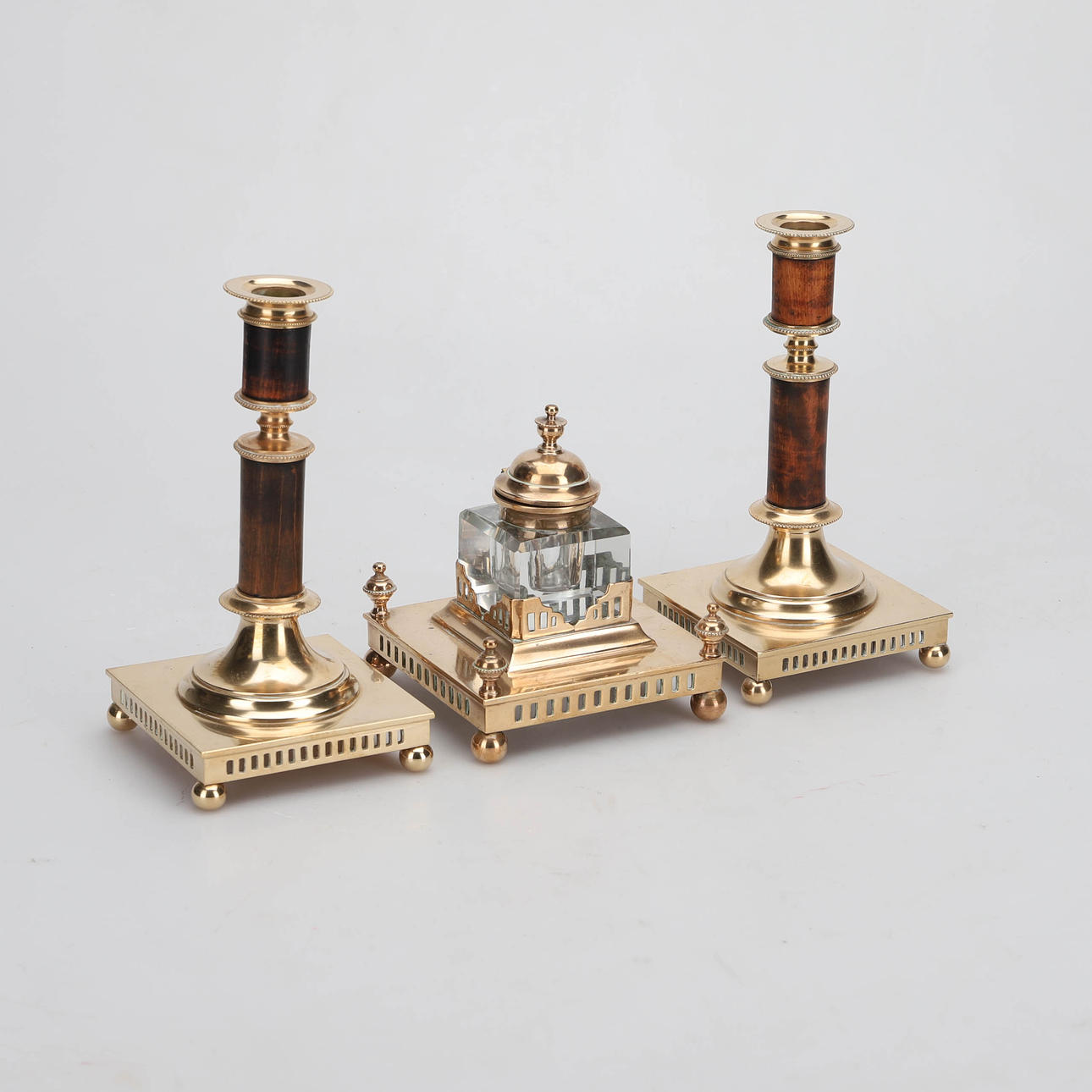 DESK SET, 3 pieces, brass, EOS Jönköping.