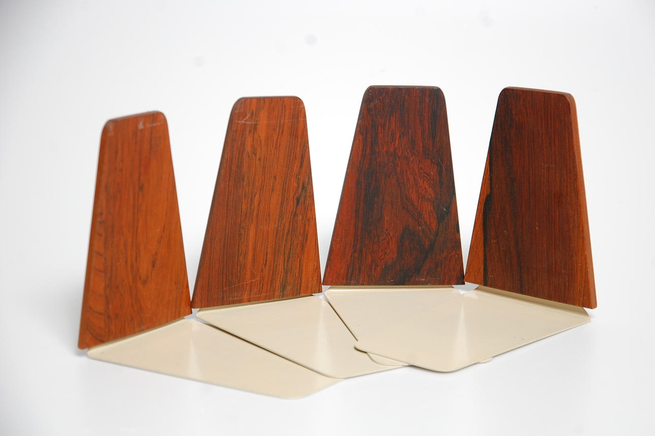 BOKSTÖD, 4 st teak, 1960-tal.