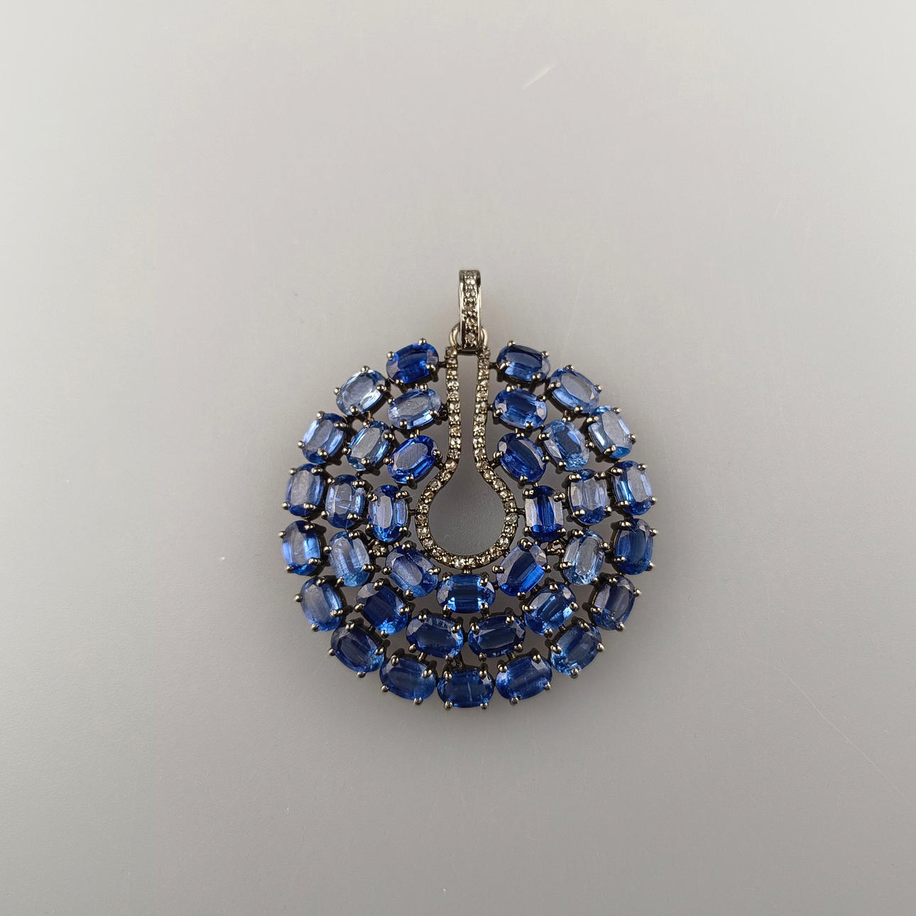 Kyanite Gemstone Pendant with Diamonds, 925 Silver.