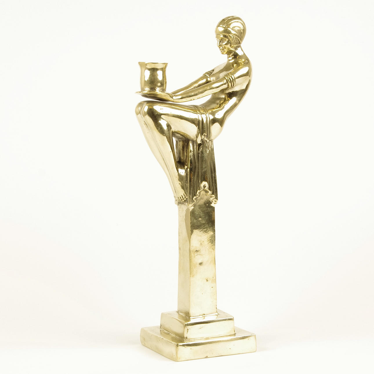 LJUSSTAKE, förgylld brons, art decostil.