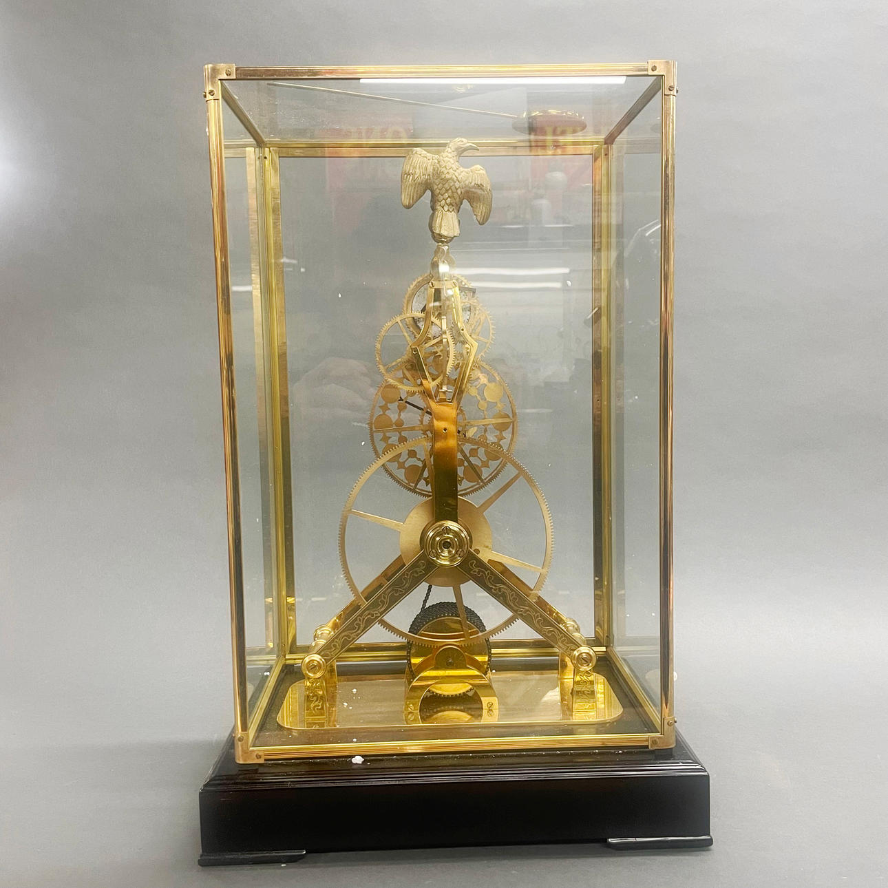 LARGE REPRODUCTION BRASS SKELETON MOON PHASE CLOCK. Clocks & Watches ...
