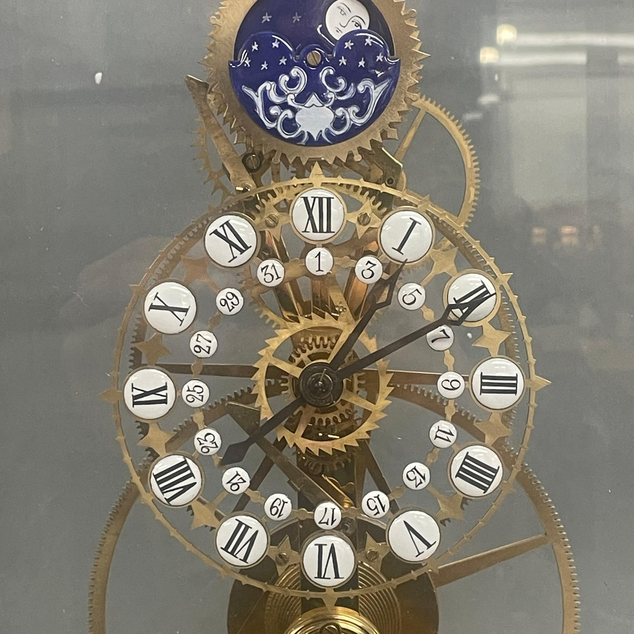 LARGE REPRODUCTION BRASS SKELETON MOON PHASE CLOCK. Clocks & Watches ...