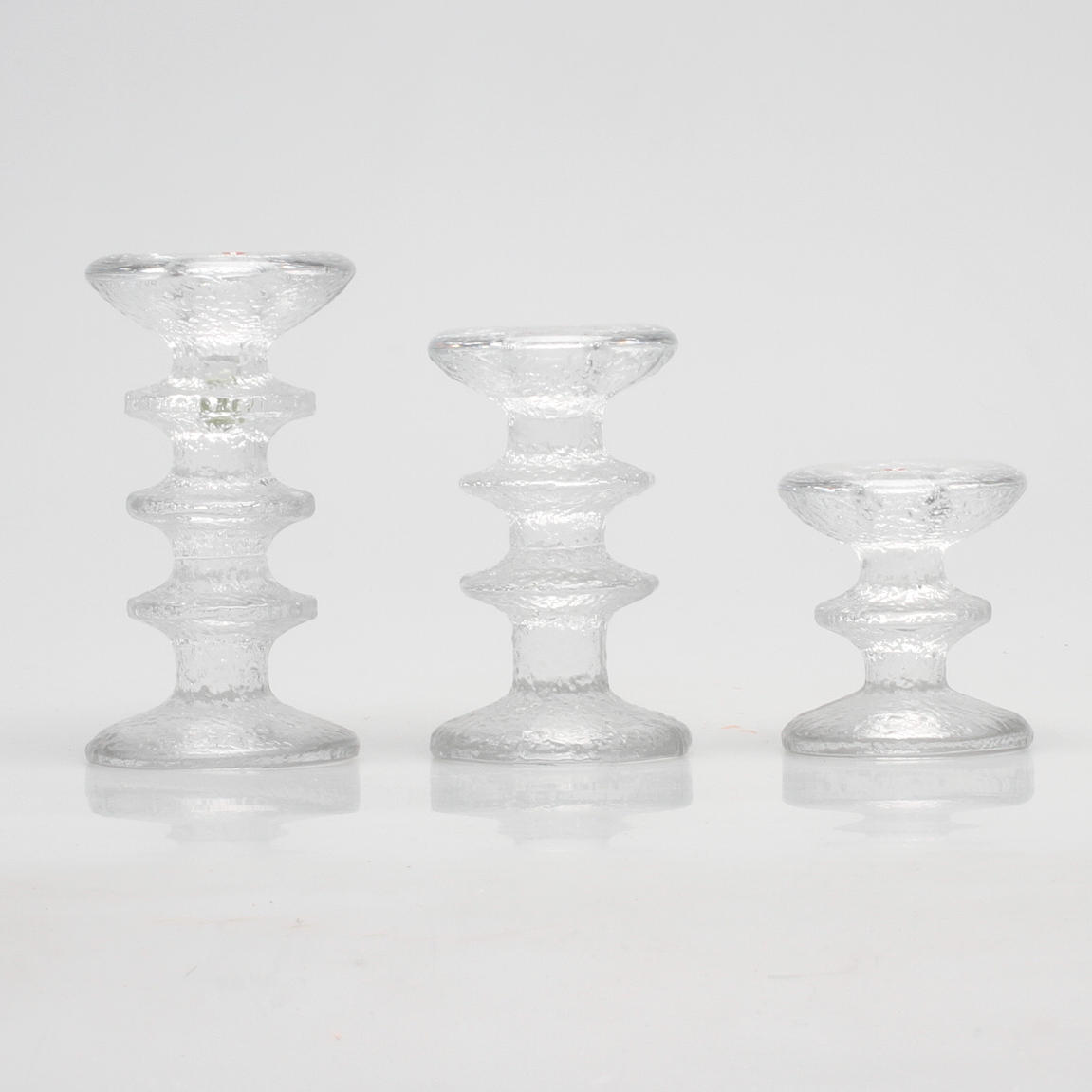 LJUSSTAKAR, 3 st, glas, "Festivo", Timo Sarpaneva, Iittala, Finland.
