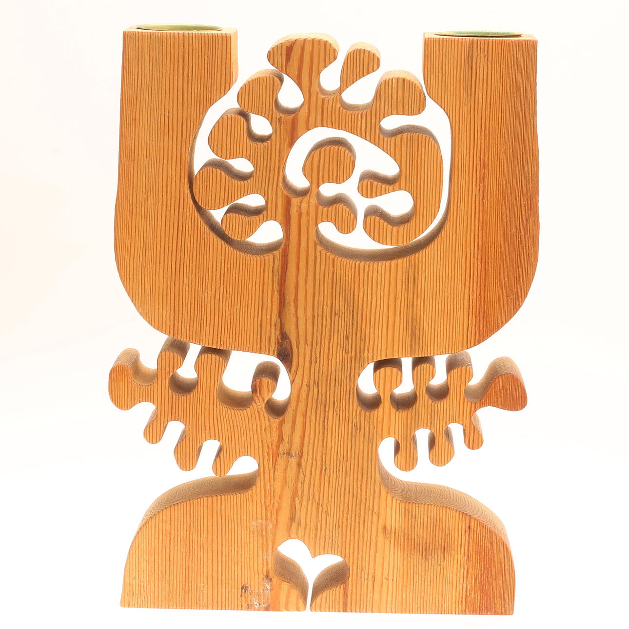 GUNNAR KANEVAD. A pine candelabra, signed 1996.
