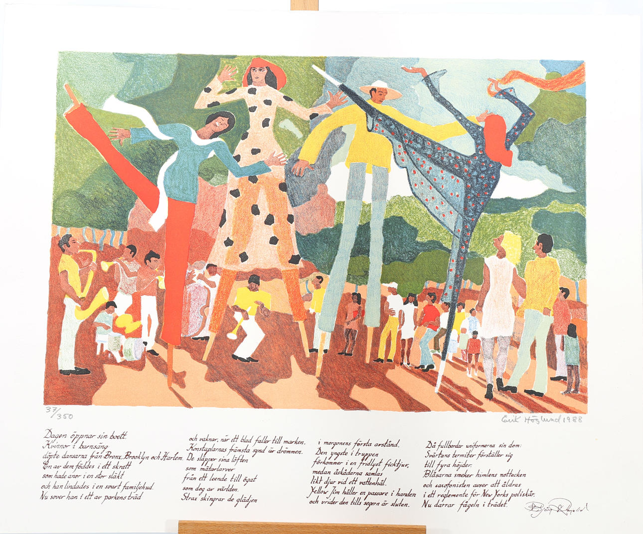 ERIK HÖGLUND. Litografi, numrerad 37/350, signerad, daterad 1988.