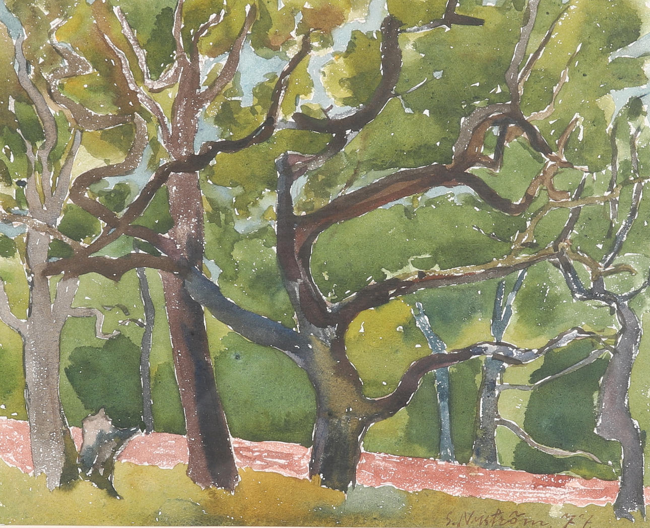 SVEN NYSTRÖM. Watercolor, Nature, Signed.