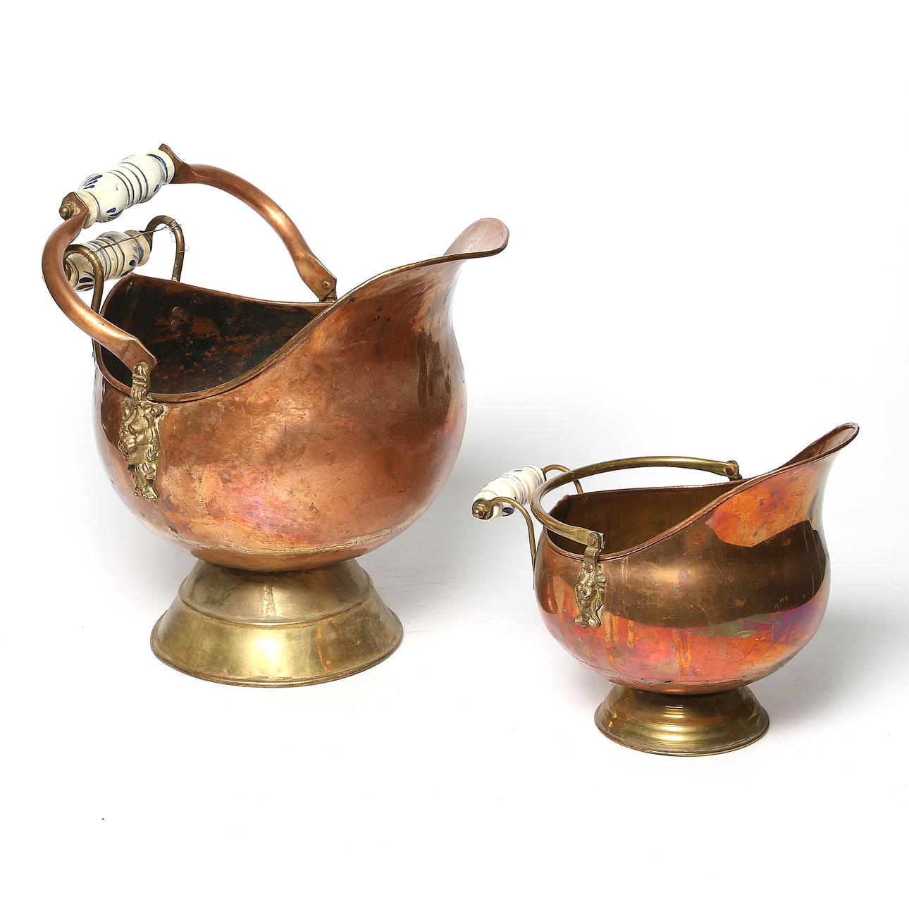 KOLHÄMTARE, 2 st, koppar, 1800-tal.