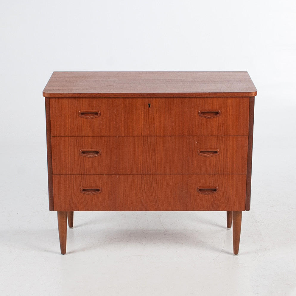 Còmoda de cajones, 3 cajones, chapa de teca.