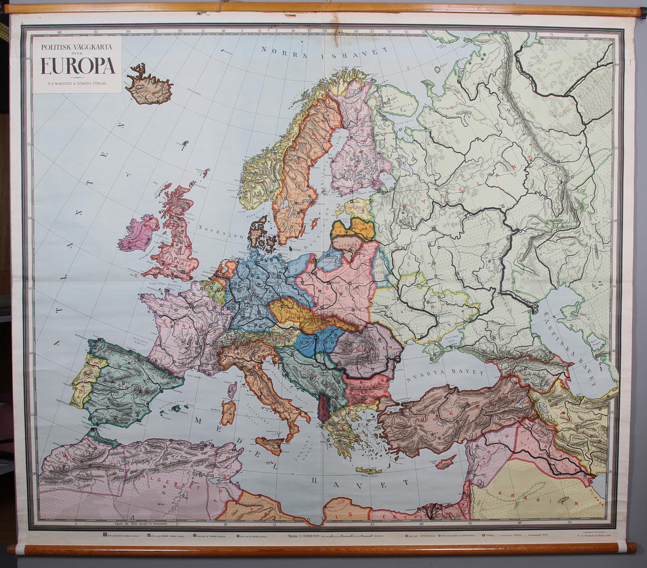SKOLKARTA, PA Nordstedts och söners förlag Stockholm,1930-tal.