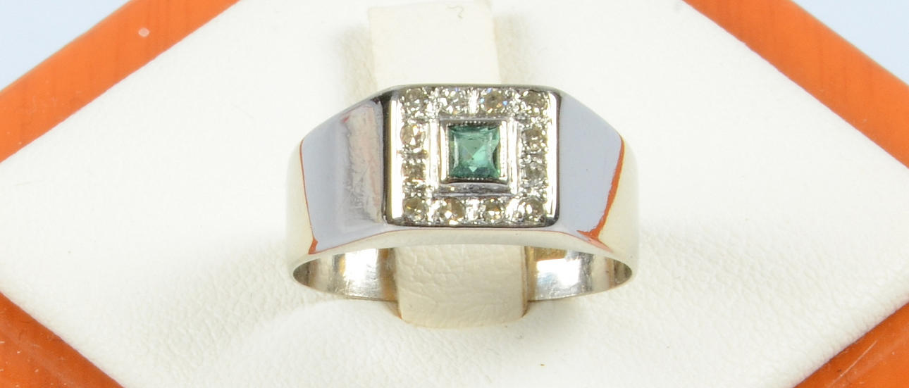 DIAMANTRING MED TURMALIN, 18K, Stockholm, 1963.