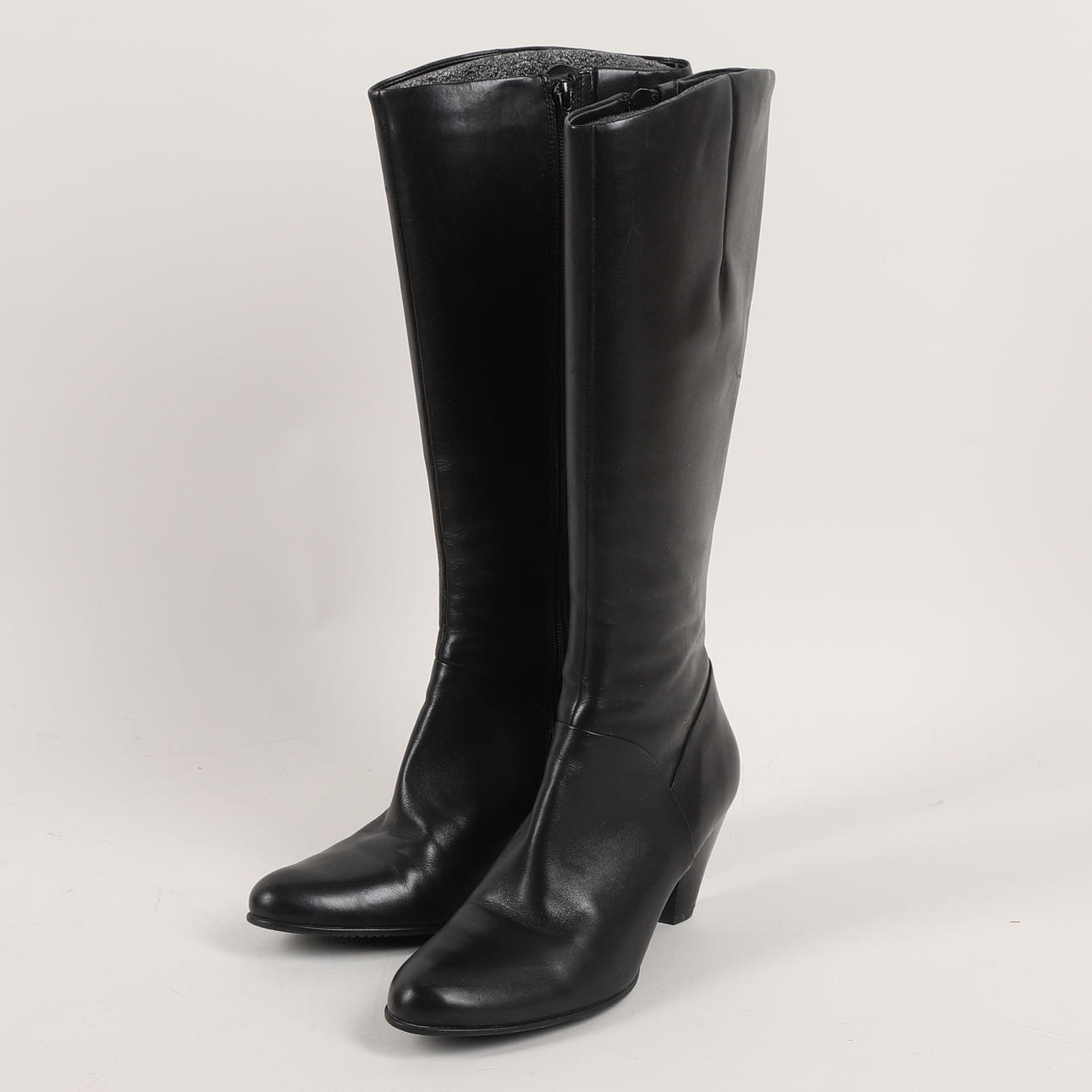 Boots, black leather, size 40, Ecco, 1900/2000s.