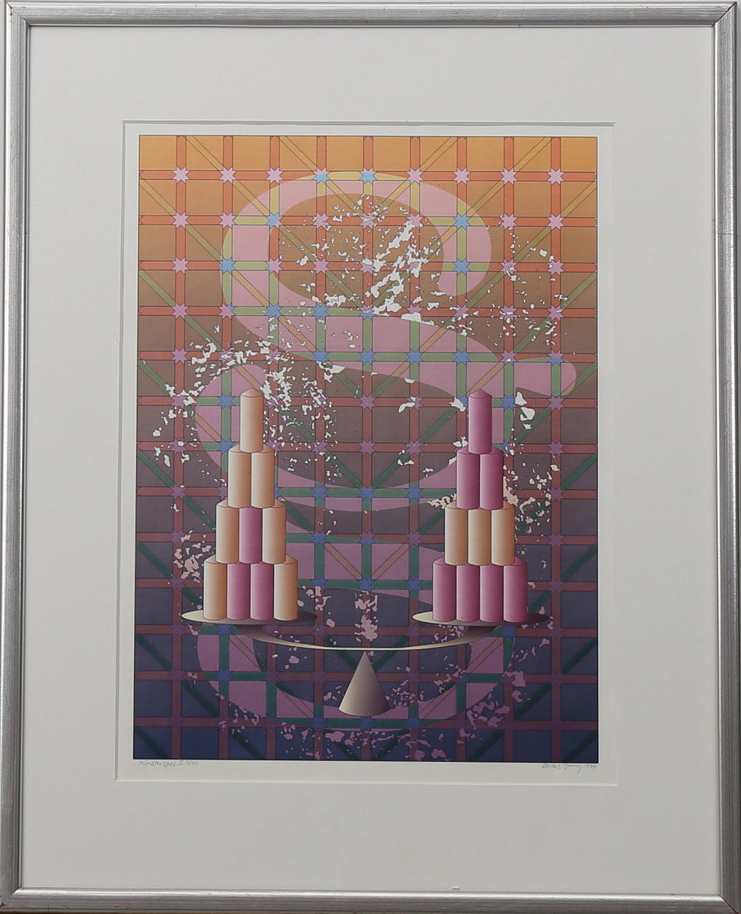 BECK OCH JUNG. "Mönsterspel I". Färglitografi, numrerad 5/70, signerad och daterad 1994.