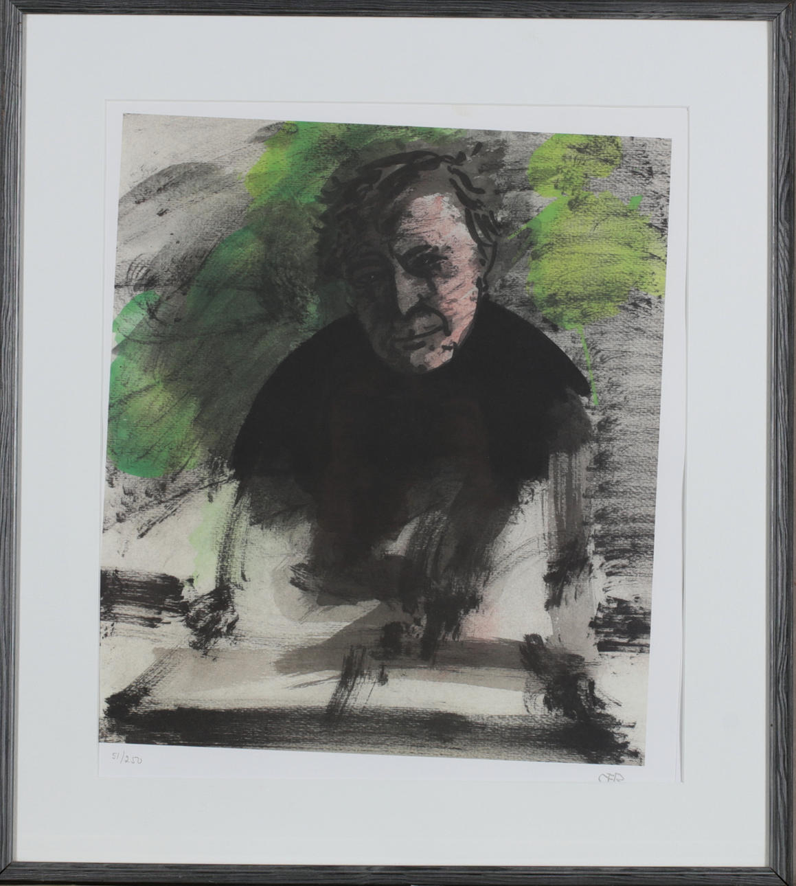 CARL FREDRIK REUTERSWÄRD. Portrait of Jasper Johns, lithograph, signed and numbered 51/250.