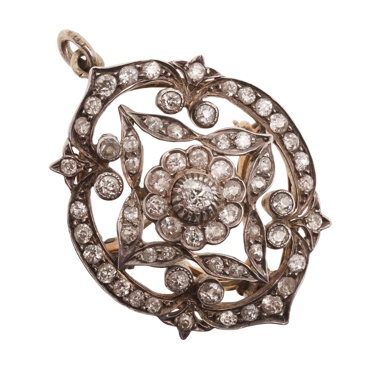 ETT VIKTORIANSK DIAMANT BROSCHHÄNGSMYCKE.