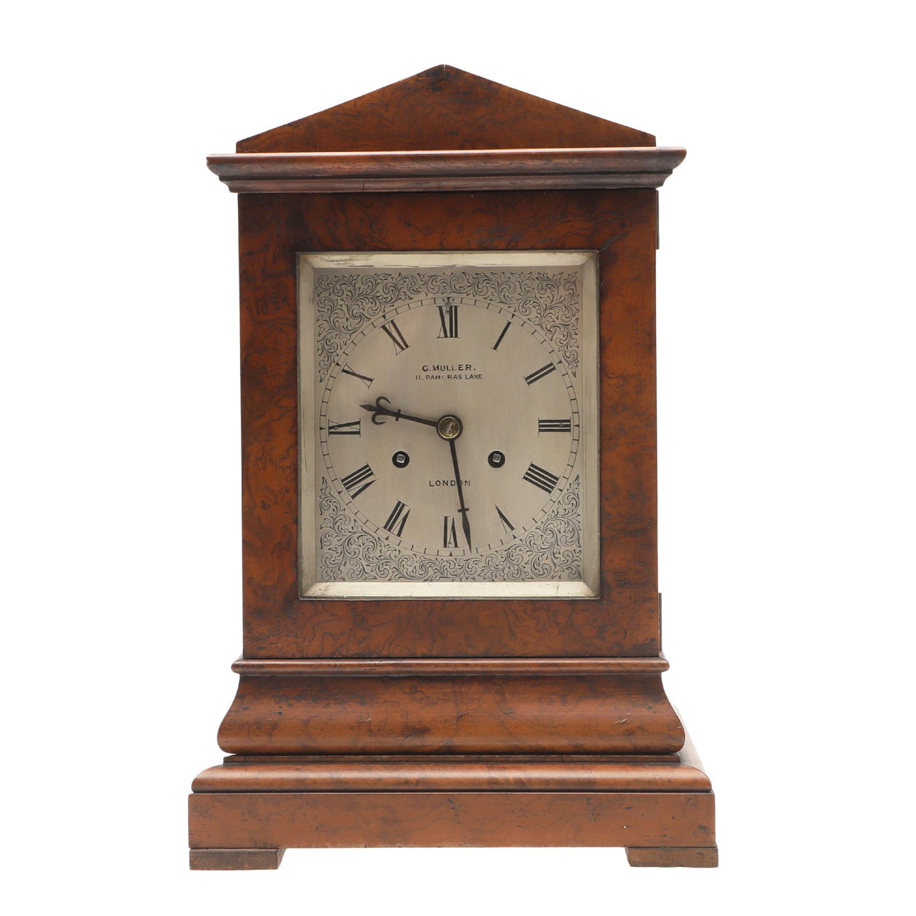 MANTELKLOCKA, 8-DAGARS BORRTRÄ, 1800-TAL.