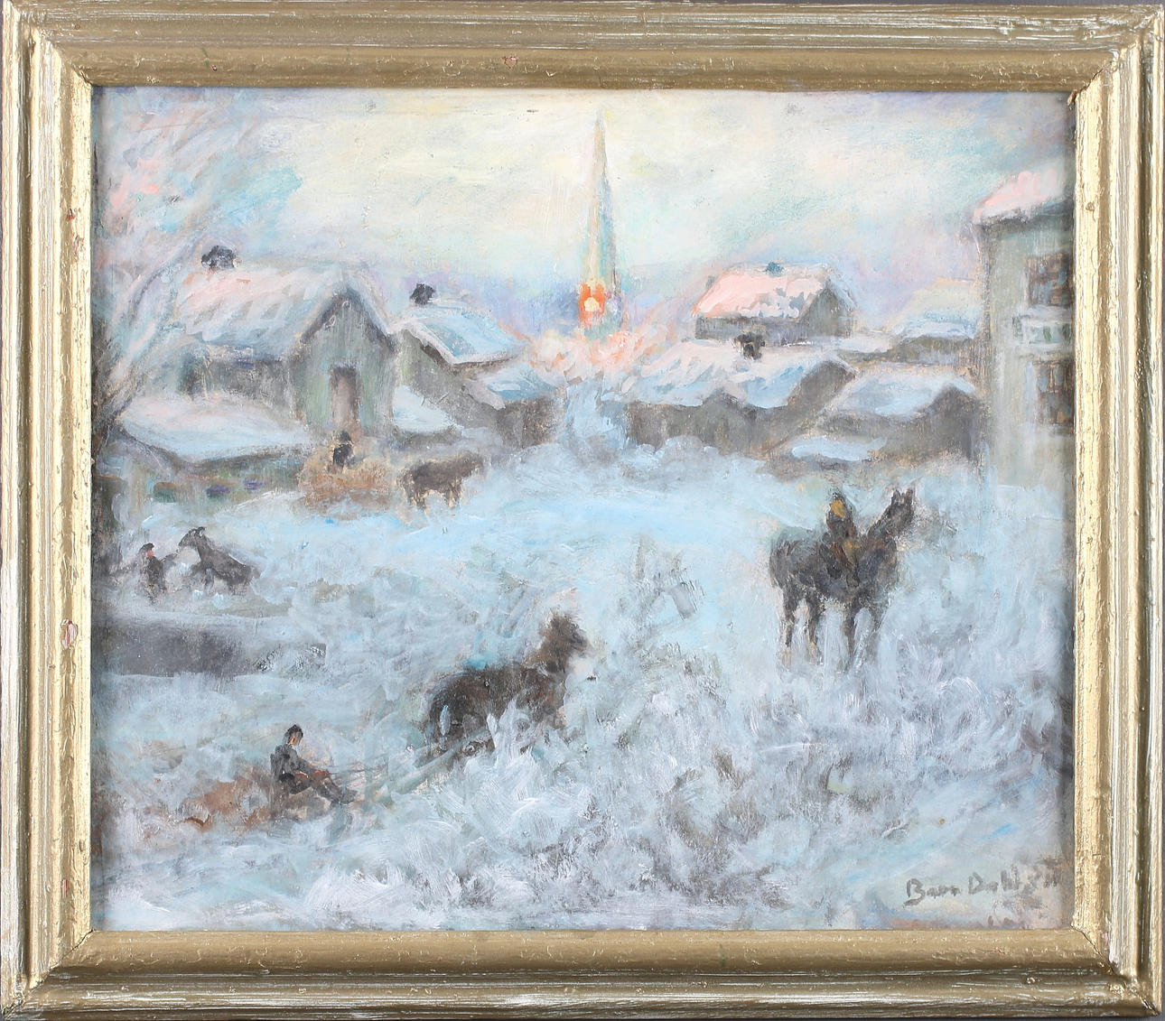 BROR DAHLQVIST. Södermalm, Sundsvall, olja på pannå, signerad.