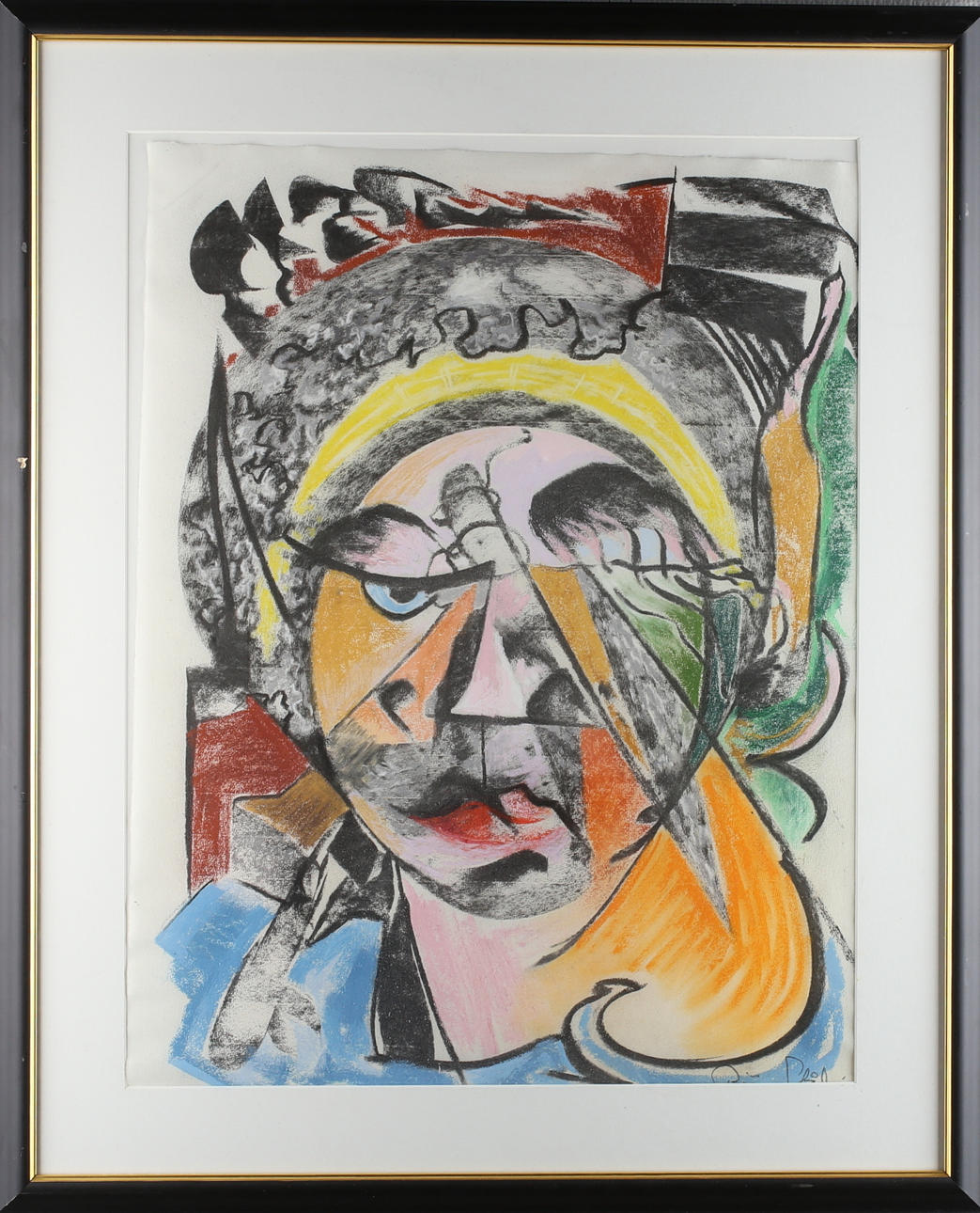 BJÖRN STÅBI. Porträtt av Man, blandteknik på papper, signerad.